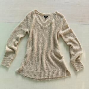 Long sleeve Cream knit sweater with sequin detailing - size medium